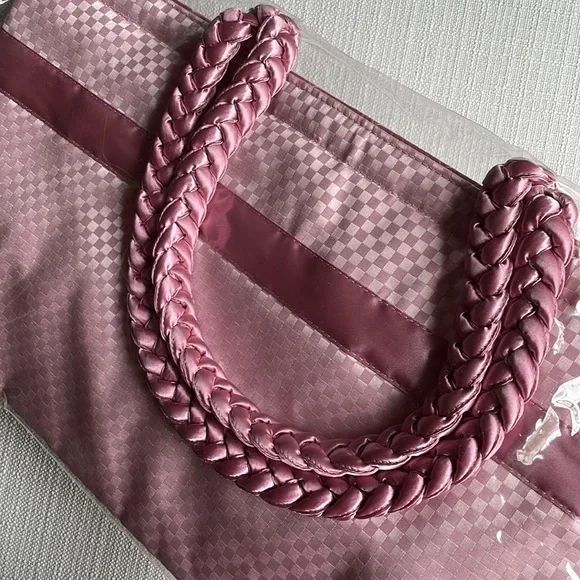 Naraya checkered pink quilted bow tote shoulder bag - Picture 3 of 15